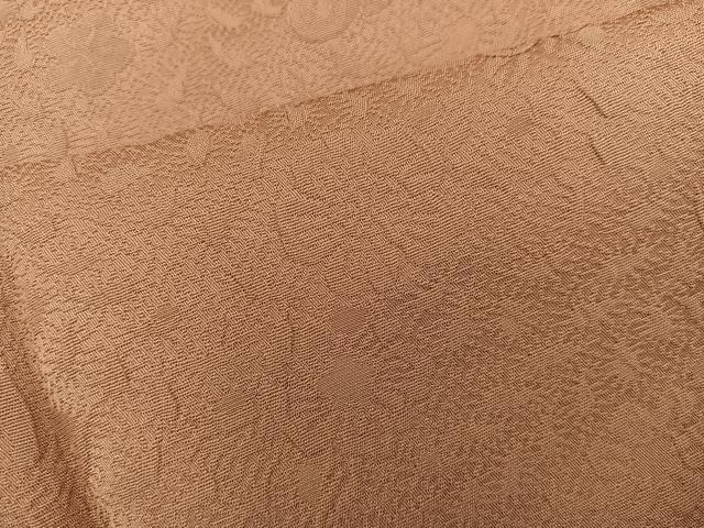 平和屋着物■上質な色無地　梅花地紋　胡桃色　正絹　逸品　BAAY0268mz