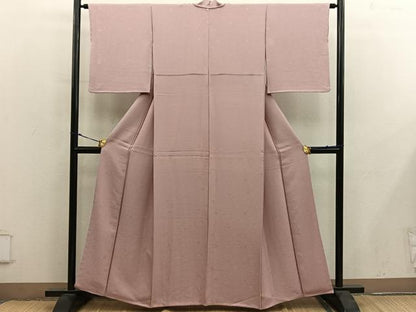 平和屋着物■上質な色無地　草花地紋　宍色　正絹　逸品　BAAY0270mz