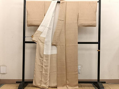 平和屋着物●上質な色無地　草花地紋　飴色　正絹　逸品　BAAY0278mz