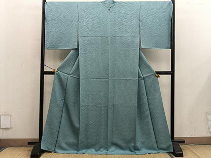 平和屋着物●上質な色無地　ふくれ織　薄青色　正絹　逸品　未使用　BAAY0279mz