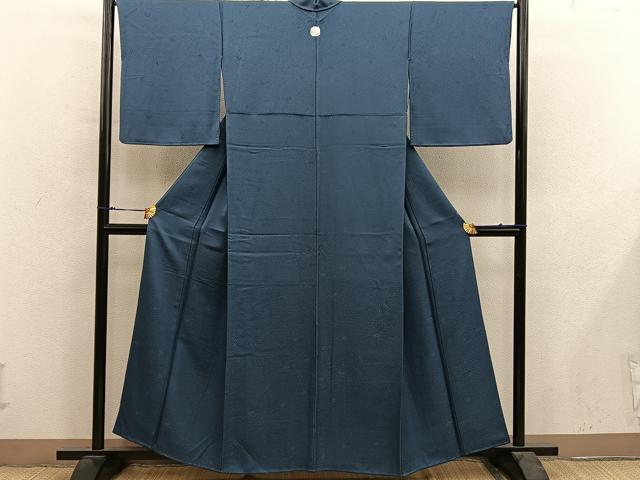 平和屋着物●上質な色無地　菊花地紋　錆鼠色　正絹　逸品　BAAY0284mz