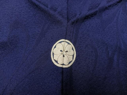 平和屋着物●上質な色無地　唐草地紋　鉄紺色　正絹　逸品　BAAY0285mz
