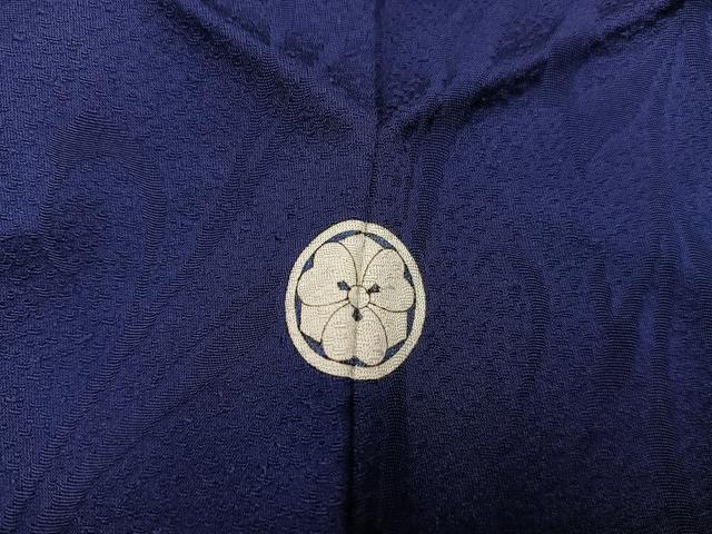 平和屋着物●上質な色無地　唐草地紋　鉄紺色　正絹　逸品　BAAY0285mz