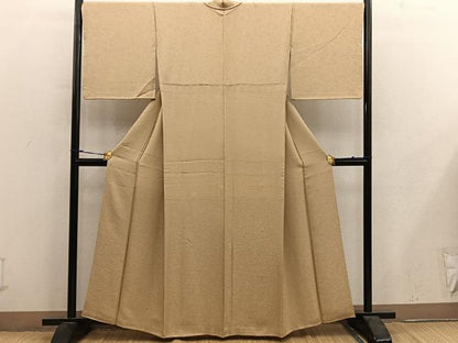 平和屋着物●上質な色無地　亀甲花地紋　桑染色　正絹　逸品　BAAY0287mz