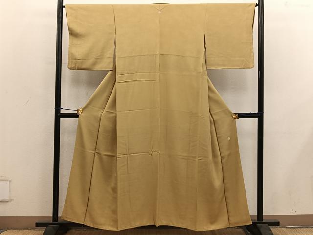 平和屋着物●京加賀友禅　百貫達雄　色無地　花葉色　正絹　逸品　BAAY0288mz