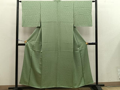 平和屋着物■上質な色無地　草葉地紋　柳茶色　正絹　逸品　BAAY0289mz