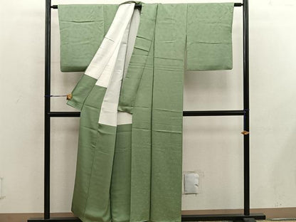 平和屋着物■上質な色無地　草葉地紋　柳茶色　正絹　逸品　BAAY0289mz