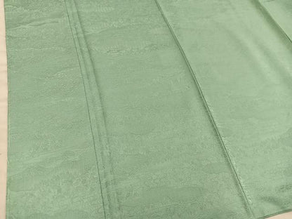 平和屋着物●上質な色無地　流水花地紋　若苗色　正絹　逸品　BAAY0290mz