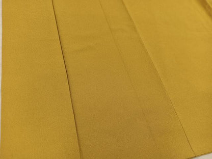 平和屋着物●染色作家　斉藤三才　色無地　霞地紋　櫨染色　正絹　逸品　BAAY0293mz