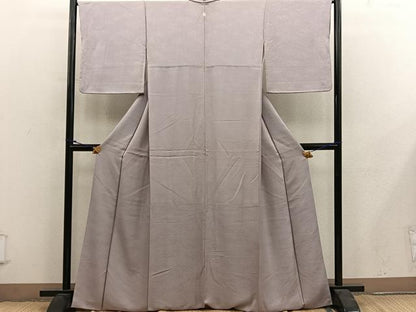 平和屋着物●上質な色無地　紗綾形地紋　柴染色　正絹　逸品　BAAY0294mz