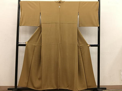 平和屋着物●上質な色無地　桑茶色　正絹　逸品　BAAY0295mz