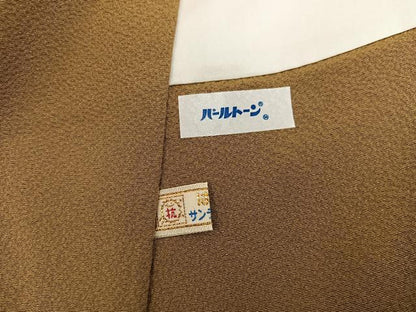 平和屋着物●上質な色無地　桑茶色　正絹　逸品　BAAY0295mz