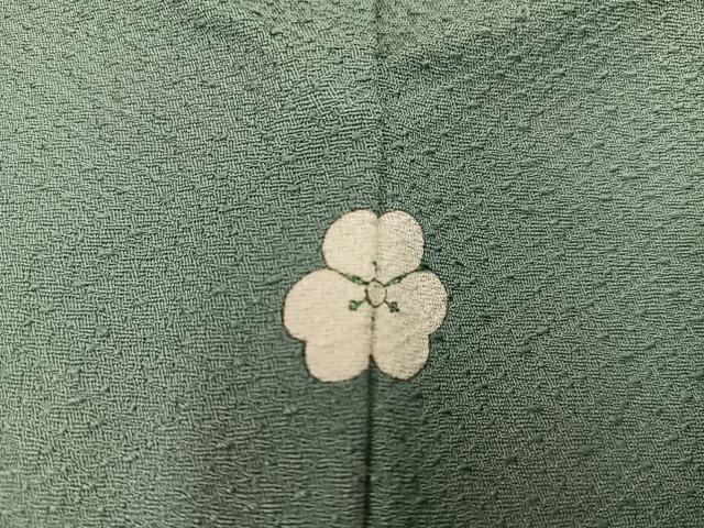平和屋着物●上質な色無地　紗綾形地紋　老竹色　正絹　逸品　BAAY0296mz