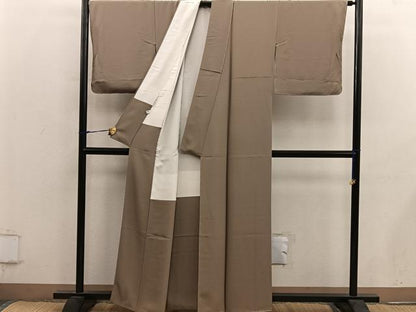 平和屋着物●上質な色無地　朽葉色　正絹　逸品　BAAY0297mz