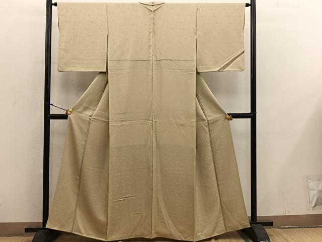 平和屋着物■上質な色無地　菊花地紋　桑染色　正絹　逸品　BAAY0298mz