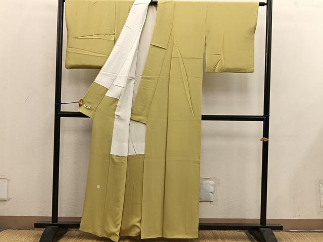 平和屋着物■上質な色無地　作家物　芥子色　正絹　逸品　BAAY0299mz