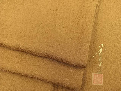 平和屋着物■本草木染作家　圓啓　色無地　桑茶色　正絹　逸品　BAAY0302mz