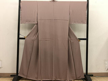 平和屋着物●上質な色無地　宍色　正絹　逸品　BAAY0303mz