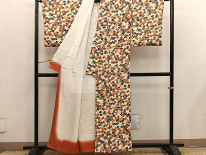 平和屋着物■上質な小紋　楓文　正絹　逸品　BAAY0305mz
