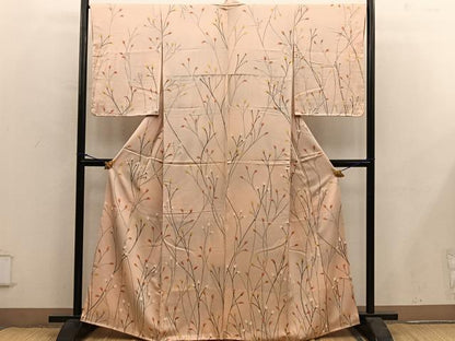 平和屋着物■上質な小紋　枝葉文　正絹　逸品　BAAY0306mz
