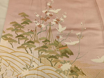 平和屋着物●訪問着　飛鶴枝梅花文　金彩　正絹　逸品　BAAY0308mz