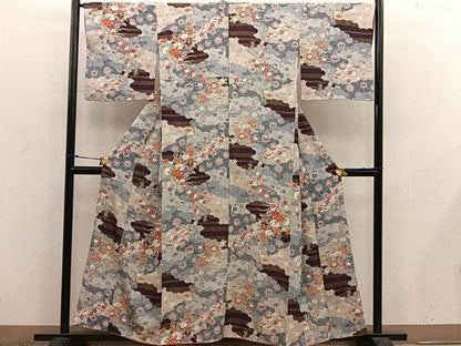 平和屋着物■上質な小紋　亀甲舞蝶花文　正絹　逸品　BAAY0309mz