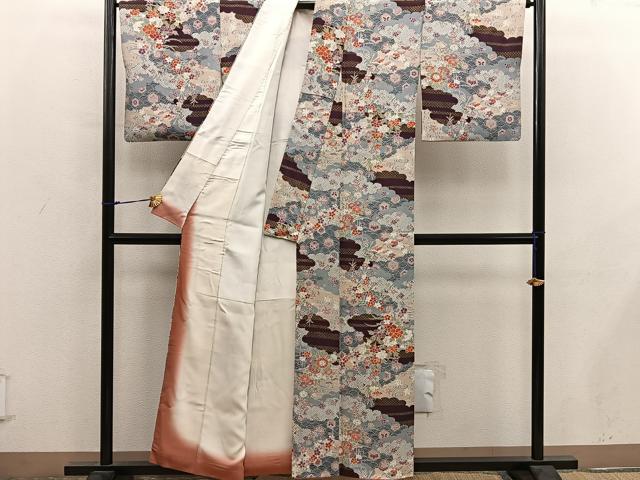 平和屋着物■上質な小紋　亀甲舞蝶花文　正絹　逸品　BAAY0309mz