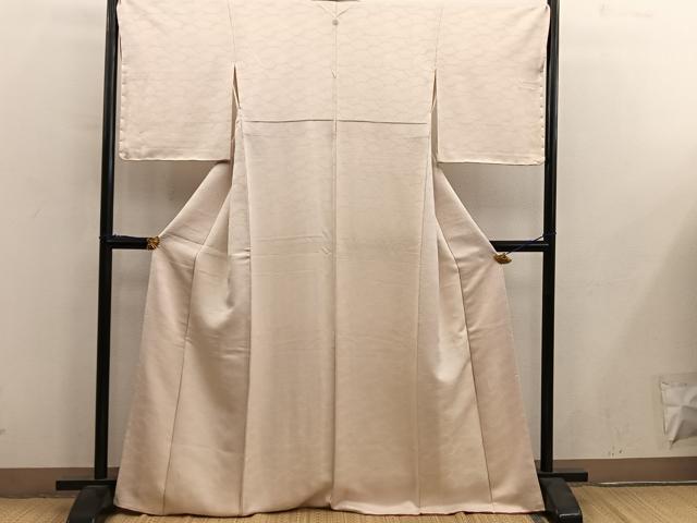 平和屋着物●上質な色無地　幾何学地紋　薄黄色　金通し地　正絹　逸品　BAAY0314mz