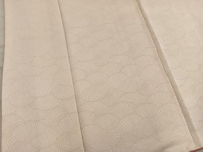 平和屋着物●上質な色無地　幾何学地紋　薄黄色　金通し地　正絹　逸品　BAAY0314mz