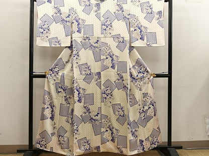 平和屋着物■上質な小紋　色紙重ね牡丹花文　金彩　やまと誂製　正絹　逸品　BAAY0315mz