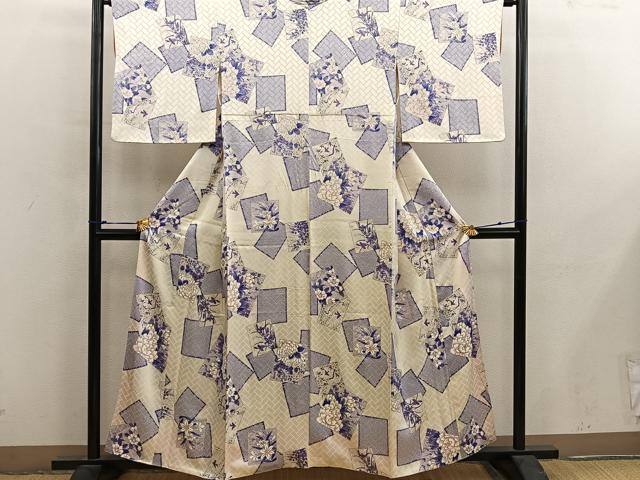 平和屋着物■上質な小紋　色紙重ね牡丹花文　金彩　やまと誂製　正絹　逸品　BAAY0315mz