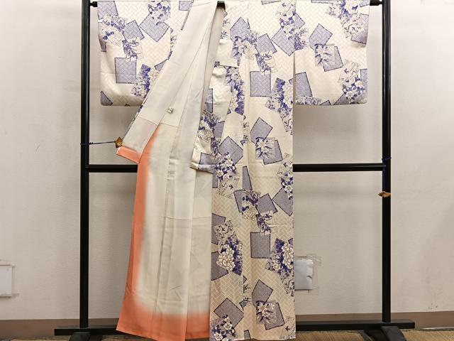 平和屋着物■上質な小紋　色紙重ね牡丹花文　金彩　やまと誂製　正絹　逸品　BAAY0315mz