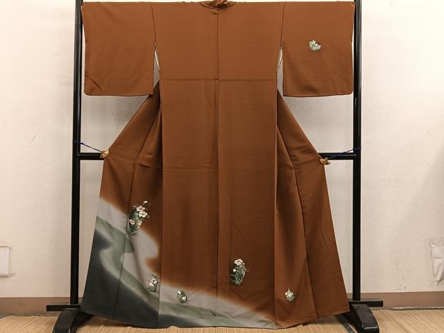 平和屋着物●訪問着　陶器花文　正絹　逸品　BAAY0316mz