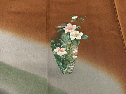 平和屋着物●訪問着　陶器花文　正絹　逸品　BAAY0316mz