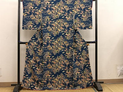 平和屋着物■上質な小紋　菊花文　正絹　逸品　BAAY0317mz