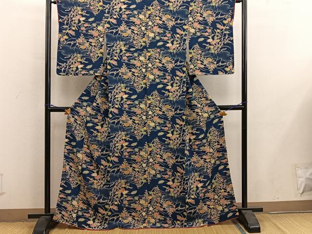 平和屋着物■上質な小紋　菊花文　正絹　逸品　BAAY0317mz