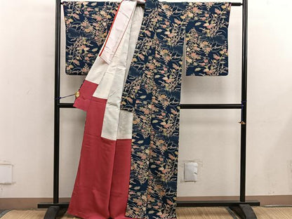 平和屋着物■上質な小紋　菊花文　正絹　逸品　BAAY0317mz