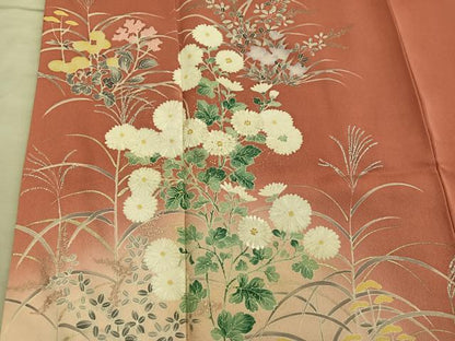 平和屋着物■訪問着　刺繍　菊花文　暈し染め　金彩　正絹　逸品　BAAY0318mz
