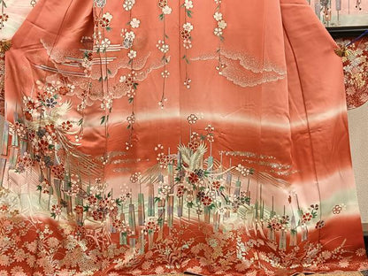 平和屋着物■豪華振袖　駒刺繍　鳳凰花文　暈し染め　金銀彩　正絹　逸品　BAAY0324mz