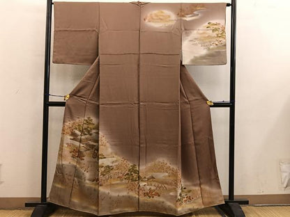 平和屋着物■訪問着　刺繍　風景花文　暈し染め　金糸　正絹　逸品　BAAY0329mz