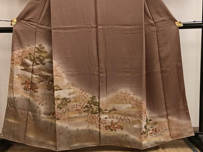 平和屋着物■訪問着　刺繍　風景花文　暈し染め　金糸　正絹　逸品　BAAY0329mz