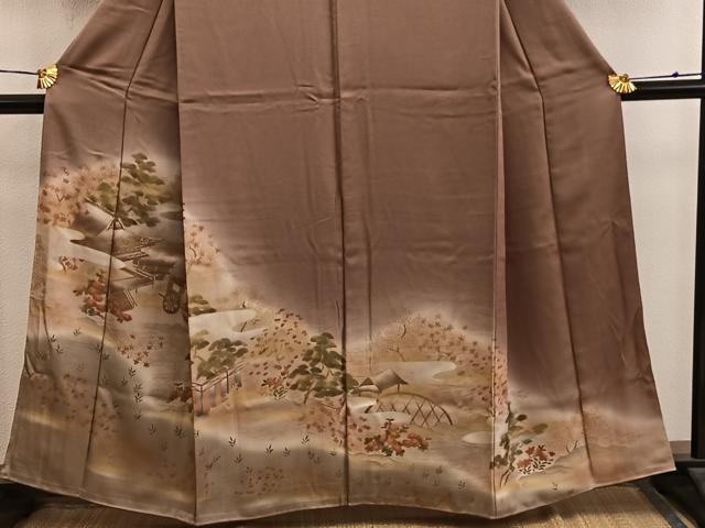 平和屋着物■訪問着　刺繍　風景花文　暈し染め　金糸　正絹　逸品　BAAY0329mz