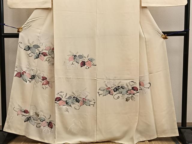 平和屋着物■訪問着　草葉文　金彩　正絹　逸品　BAAY0330mz
