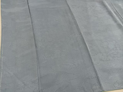 平和屋着物■上質な色無地　流水花地紋　灰青色　正絹　逸品　BAAY0334mz