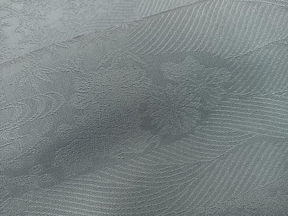 平和屋着物■上質な色無地　流水花地紋　灰青色　正絹　逸品　BAAY0334mz