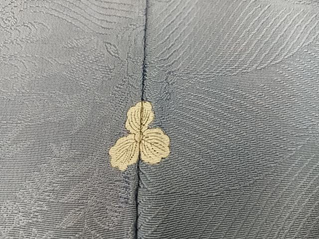 平和屋着物■上質な色無地　流水花地紋　灰青色　正絹　逸品　BAAY0334mz