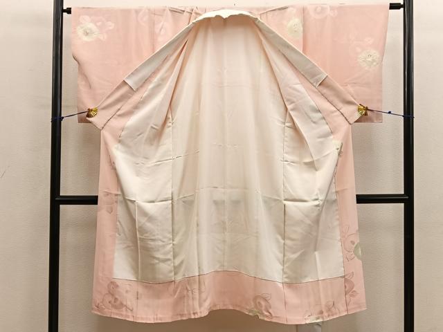 平和屋着物■長襦袢　袷　絞り　椿花文　金彩　正絹　逸品　BAAY0335mz