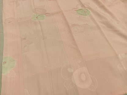 平和屋着物■長襦袢　袷　絞り　椿花文　金彩　正絹　逸品　BAAY0335mz