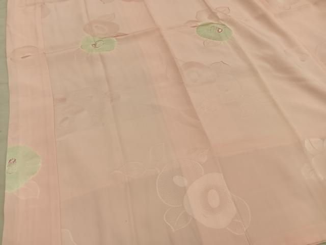 平和屋着物■長襦袢　袷　絞り　椿花文　金彩　正絹　逸品　BAAY0335mz