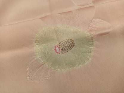 平和屋着物■長襦袢　袷　絞り　椿花文　金彩　正絹　逸品　BAAY0335mz